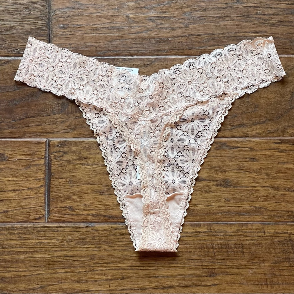 5/$25 NEW! Jenni Intimates cream lace thong panties PLUS SIZE OSFM (1X-3X) - Picture 9 of 13